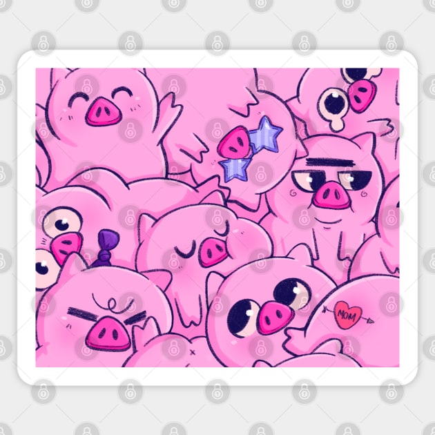 Pigs by Anshiehoop Sticker by Anshie Hoop Shop